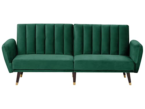 Beliani 3-Sitzer Schlafsofa aus Samtstoff in Smaragdgrün Glamour Stil Vimmerby Beliani 3-Sitzer Schlafsofa aus Samtstoff in Smaragdgrün Glamour Stil Vimmerby von Beliani