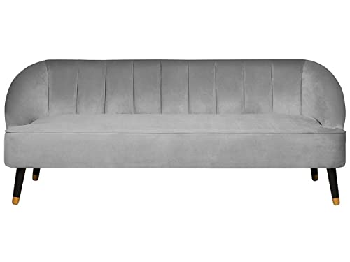 Beliani 3-Sitzer Sofa Samtstoff grau gesteppt mit hohen Füßen schwarz/Gold Alsvag Beliani 3-Sitzer Sofa Samtstoff grau gesteppt mit hohen Füßen schwarz/Gold Alsvag von Beliani