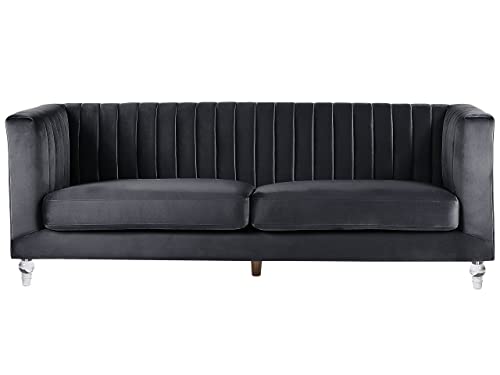 Beliani 3-Sitzer Sofa Samtstoff schwarz gesteppt mit Acryl-Füßen Dicke Sitzkissen Arvika Beliani 3-Sitzer Sofa Samtstoff schwarz gesteppt mit Acryl-Füßen Dicke Sitzkissen Arvika von Beliani