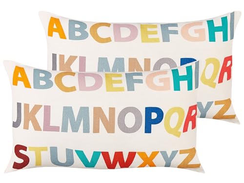 Beliani Dekokissen Baumwolle bunt Alphabet für Kinderzimmer 45 x 45 cm Asarum von Beliani
