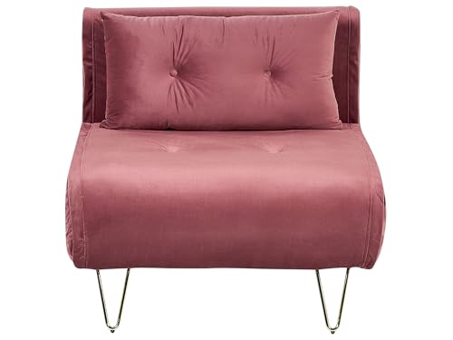 Beliani Einzelsofa aus rosa Samtstoff mit Schlaffunktion und Zierkissen Vestfold Beliani Einzelsofa aus rosa Samtstoff mit Schlaffunktion und Zierkissen Vestfold von Beliani