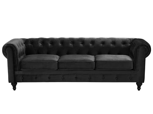 Beliani Klassisches Chesterfield Sofa Samtstoff Polstersofa schwarz Chesterfield Beliani Klassisches Chesterfield Sofa Samtstoff Polstersofa schwarz Chesterfield von Beliani
