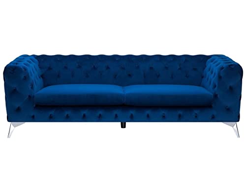 Beliani Klassisches Polstersofa Samtstoff Chesterfield Style Marineblau Sotra Beliani Klassisches Polstersofa Samtstoff Chesterfield Style Marineblau Sotra von Beliani