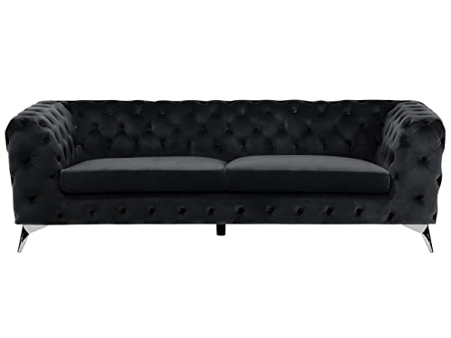 Beliani Klassisches Polstersofa Samtstoff Chesterfield Style schwarz Sotra Beliani Klassisches Polstersofa Samtstoff Chesterfield Style schwarz Sotra von Beliani