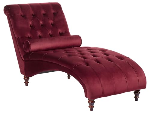 Beliani Moderne Chaiselongue in Burgunderrot Samtstoff Muret von Beliani