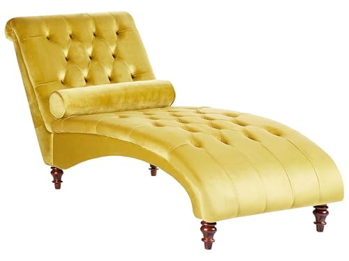 Beliani Moderne Chaiselongue in Senfgelb Samtstoff Muret von Beliani