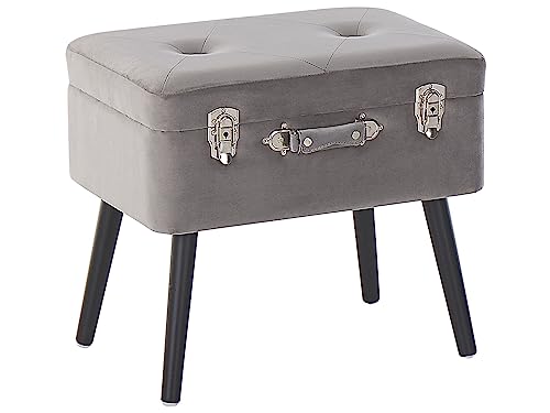 Beliani Moderner Hocker mit Stauraum grau Samtstoff Kofferhocker Mallard Beliani Moderner Hocker mit Stauraum grau Samtstoff Kofferhocker Mallard von Beliani