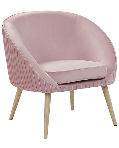 Beliani Moderner Retro-Sessel aus Samtstoff in Rosa Tromso von Beliani