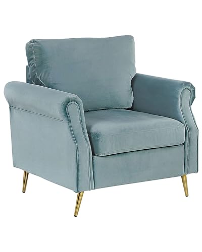 Beliani Moderner Retro-Sessel aus Samtstoff mit Metallbeinen mintgrün Vietas Beliani Moderner Retro-Sessel aus Samtstoff mit Metallbeinen mintgrün Vietas von Beliani
