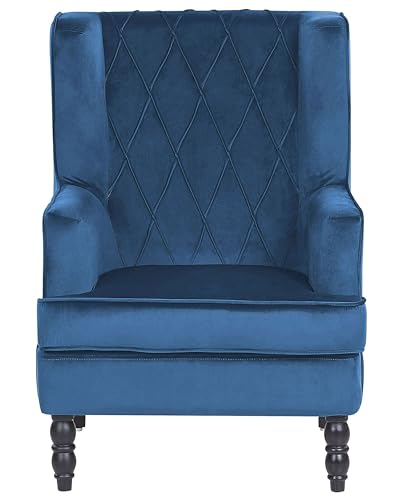 Beliani Moderner Sessel mit Fußhocker Polsterbezug aus Samtstoff blau Sandset von Beliani