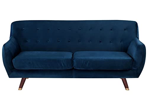 Beliani Modernes 3er Retro-Sofa aus Samtstoff in Marineblau Bodo Beliani Modernes 3er Retro-Sofa aus Samtstoff in Marineblau Bodo von Beliani