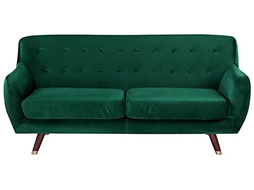 Beliani Modernes 3er Retro-Sofa aus Samtstoff in Smaragdgrün Bodo Beliani Modernes 3er Retro-Sofa aus Samtstoff in Smaragdgrün Bodo von Beliani