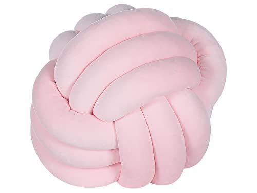 Modernes Knoten-Ball Dekokissen Samtstoff rosa rund 30 x 30 cm Malni von Beliani