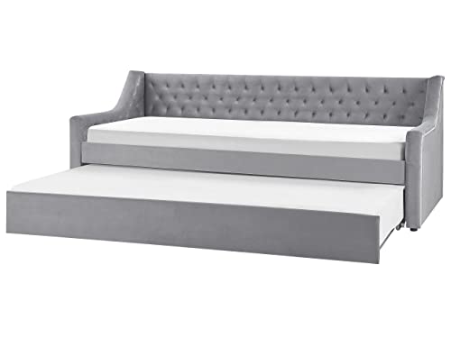 Beliani Platzsparendes Tagesbett Samtstoff grau 90 x 200 cm mit Lattenrost Montargis Beliani Platzsparendes Tagesbett Samtstoff grau 90 x 200 cm mit Lattenrost Montargis von Beliani