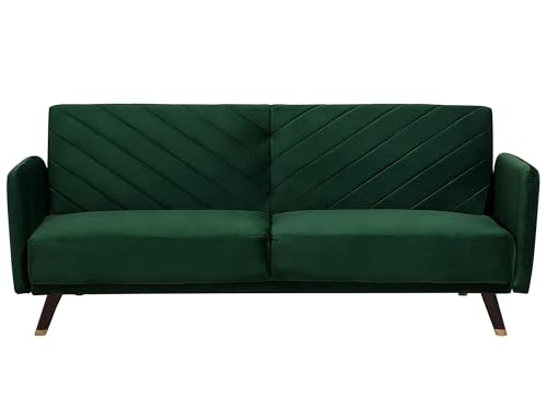 Beliani Praktisches Sofa klappbar mit Armlehnen Samtstoff grün Senja von Beliani