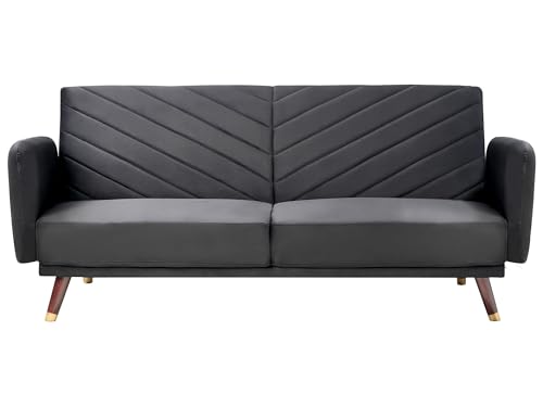 Beliani Praktisches Sofa klappbar mit Armlehnen Samtstoff schwarz Senja von Beliani