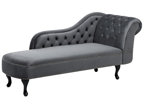 Beliani Retro Chaiselongue Samtstoff rechtsseitig grau Nimes von Beliani