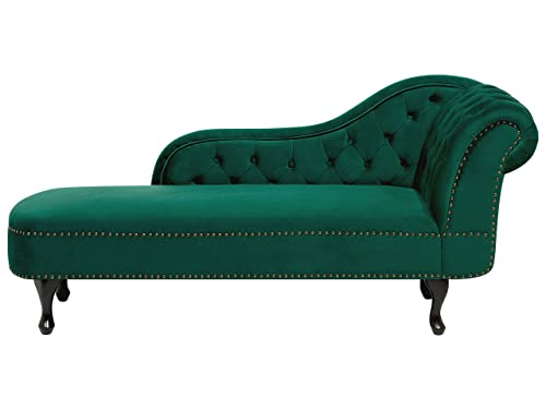 Beliani Retro Chaiselongue Samtstoff rechtsseitig grün Nimes Beliani Retro Chaiselongue Samtstoff rechtsseitig grün Nimes von Beliani