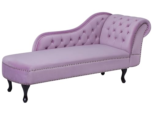 Beliani Retro Chaiselongue Samtstoff rechtsseitig rosa Nimes Beliani Retro Chaiselongue Samtstoff rechtsseitig rosa Nimes von Beliani