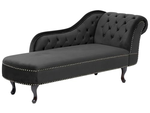 Beliani Retro Chaiselongue Samtstoff rechtsseitig schwarz Nimes Beliani Retro Chaiselongue Samtstoff rechtsseitig schwarz Nimes von Beliani