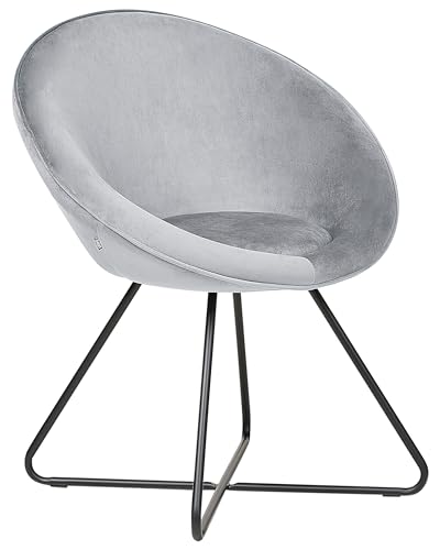 Beliani Sessel rund Samtstoff grau mit Kufengestell Metall schwarz Retro-Design Floby II von Beliani
