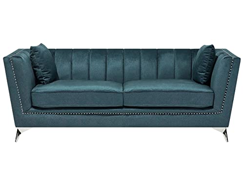 Beliani Sofa aus Samtstoff Blau-Grün 3-Sitzer modernes Wohnzimmer-Sofa Gaula von Beliani