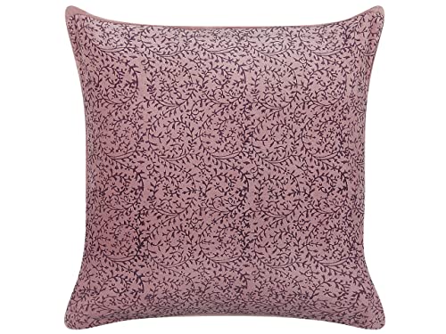 Dekokissen Samtstoff florales Motiv rosa quadratisch 45 x 45 cm Romneya von Beliani