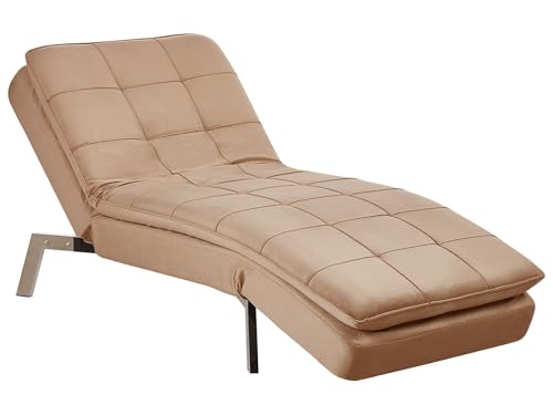 Moderne, verstellbare Chaiselongue in Braun Bezug aus Samtstoff Récamiere Loiret von Beliani