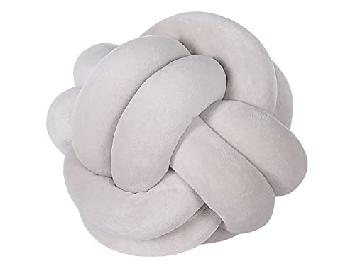 Beliani Modernes Knoten-Ball Dekokissen Samtstoff grau rund 20 x 20 cm Malni von Beliani