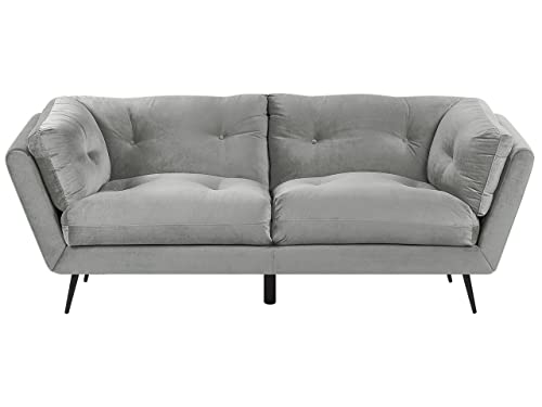 Beliani Modernes Sofa aus Samtstoff in Grau 3er Sitzer Lenvik Beliani Modernes Sofa aus Samtstoff in Grau 3er Sitzer Lenvik von Beliani