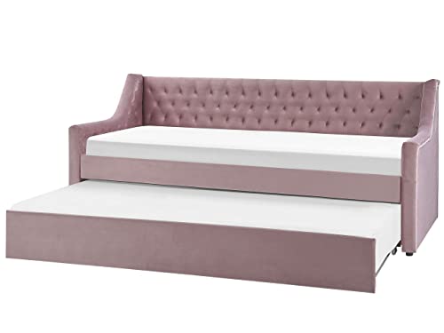 Beliani Platzsparendes Tagesbett Samtstoff rosa 90 x 200 cm mit Lattenrost Montargis Beliani Platzsparendes Tagesbett Samtstoff rosa 90 x 200 cm mit Lattenrost Montargis von Beliani