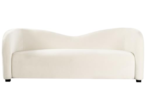 Sofa Samtstoff weiß 3-Sitzer geschwungene Form modern Veltada von Beliani
