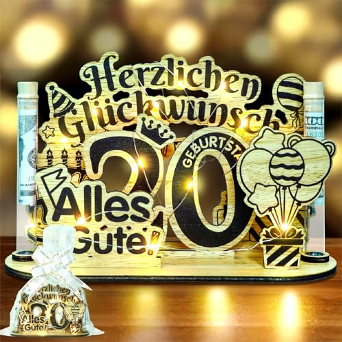 Belillpipi 20. Geburtstag Deko Holz Set – Geburtstagsdeko aus Holz mit LED Lichterkette, Geldgeschenke Geburtstag Alles Gute Schild für Frauen & Männer – Geschenkidee zum 20 Geburtstag Belillpipi 20. Geburtstag Deko Holz Set – Geburtstagsdeko aus Holz mit LED Lichterkette, Geldgeschenke Geburtstag Alles Gute Schild für Frauen & Männer – Geschenkidee zum 20 Geburtstag von Belillpipi