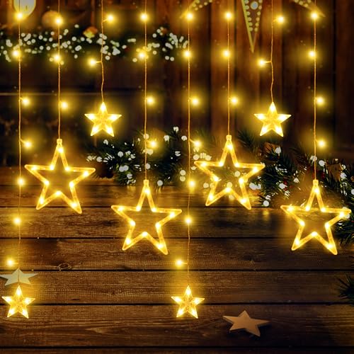 BellaAchtung Lichtervorhang 2.3M 138 LED Lichterkette Vorhang Sterne Weihnachten Licht mit Timer Stecker Warmweiß LED Sternevorhang Fenster innen außen dekoration BellaAchtung Lichtervorhang 2.3M 138 LED Lichterkette Vorhang Sterne Weihnachten Licht mit Timer Stecker Warmweiß LED Sternevorhang Fenster innen außen dekoration von BellaAchtung