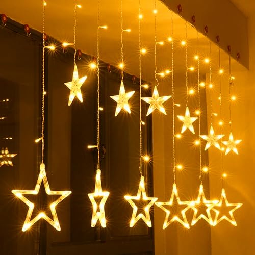BellaAchtung Sterne Lichterkette Vorhang 2.3M 138 LED Lichtervorhang Weihnachten Licht mit Stecker Warmweiß LED Sternevorhang Fenster innen außen dekoration BellaAchtung Sterne Lichterkette Vorhang 2.3M 138 LED Lichtervorhang Weihnachten Licht mit Stecker Warmweiß LED Sternevorhang Fenster innen außen dekoration von BellaAchtung