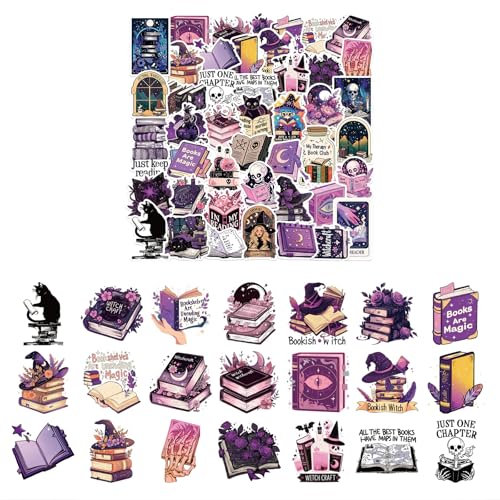 100 PCS Sticker Pack – Lieblingssticker für Leseratten, Teens, Erwachsene und Hexen-Fans – Lustige, wasserfeste Vinyl-Dekale für Laptops, Bücher, Wasserflaschen und Handys (Lila) von BellaBlend
