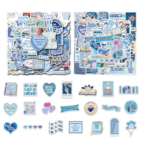 105 PCS Buchsticker, Blaue Buchsticker für Kindle, Lesesticker, Wasserdichte Vinyl Aufkleber für Wasserflaschen, Laptop und Handyhüllen 105 PCS Buchsticker, Blaue Buchsticker für Kindle, Lesesticker, Wasserdichte Vinyl Aufkleber für Wasserflaschen, Laptop und Handyhüllen von BellaBlend