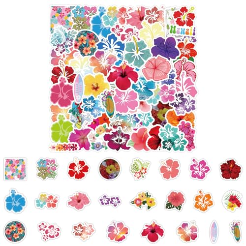120 PCS Hibiskus-Blumen-Sticker, Niedliche Ästhetische Vinyl-Aufkleber für Wasserflaschen, Laptop, Tagebuch, Sommer Hawaii Party-Zubehör 120 PCS Hibiskus-Blumen-Sticker, Niedliche Ästhetische Vinyl-Aufkleber für Wasserflaschen, Laptop, Tagebuch, Sommer Hawaii Party-Zubehör von BellaBlend
