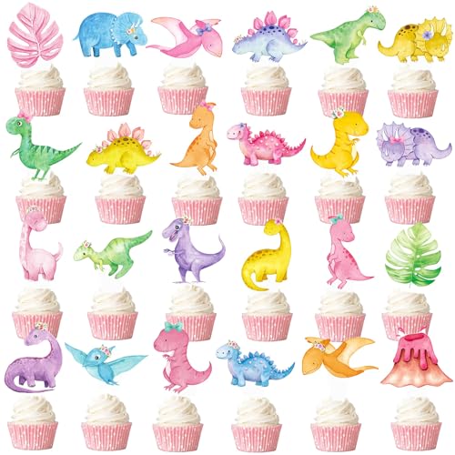 48-teilige Dinosaurier-Motiv Cupcake-Dekorationen, Rosa Dino-Geburtstags-Party Zubehör für Mädchen, Baby-Shower und Geburtstagsfeier 48-teilige Dinosaurier-Motiv Cupcake-Dekorationen, Rosa Dino-Geburtstags-Party Zubehör für Mädchen, Baby-Shower und Geburtstagsfeier von BellaBlend