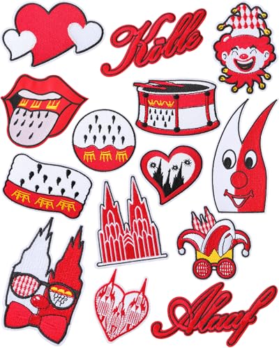 14 Stück Kölner Fasching Aufnäher Rot Weiß Bügelbilder, Karneval Kostüm Accessoires, Flicken zum Aufbügeln oder Annähen, Reparaturpatches für Karnevalskleidung 14 Stück Kölner Fasching Aufnäher Rot Weiß Bügelbilder, Karneval Kostüm Accessoires, Flicken zum Aufbügeln oder Annähen, Reparaturpatches für Karnevalskleidung von BellaGesundheit