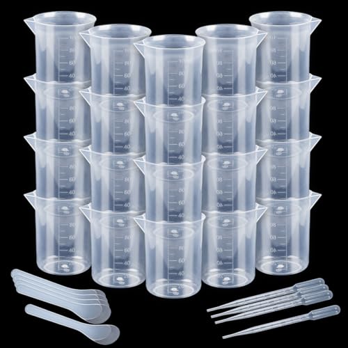 20 Stück 100ml Epoxidharz Messbecher Set – Inklusive 10 Rührstäbe & 10 Pipetten, Präzise abgestufte Messbecher aus Kunststoff mit klarer Maßskala für Harzguss, Farbmischung, Schmuckherstellung 20 Stück 100ml Epoxidharz Messbecher Set – Inklusive 10 Rührstäbe & 10 Pipetten, Präzise abgestufte Messbecher aus Kunststoff mit klarer Maßskala für Harzguss, Farbmischung, Schmuckherstellung von BellaGesundheit