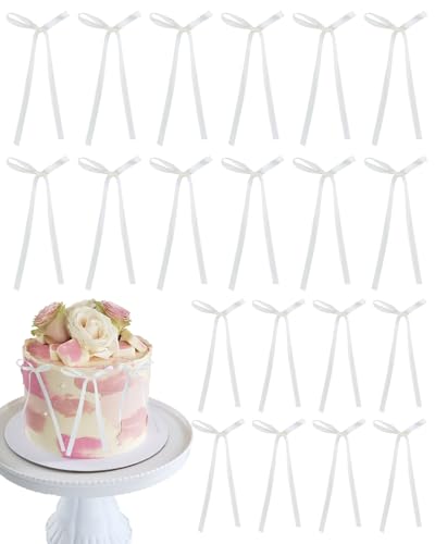 20 Stück Tortendeko Schleifen, Kuchendekoration für Hochzeit, Geburtstag, Brautparty, Valentinstag, Babyshower – Stilvolle Deko für Torten & Geschenke (Beige) von BellaGesundheit