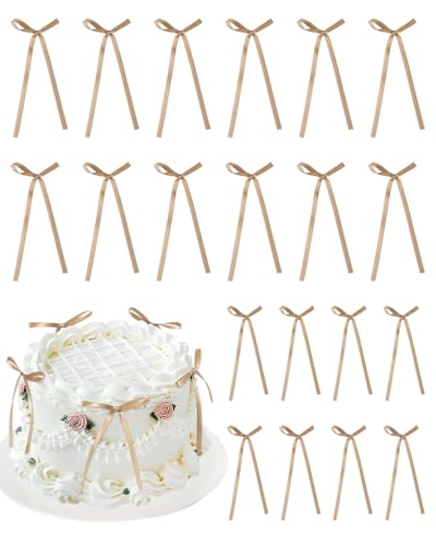 20 Stück Tortendeko Schleifen, Kuchendekoration für Hochzeit, Geburtstag, Brautparty, Valentinstag, Babyshower – Stilvolle Deko für Torten & Geschenke (Kaffee) von BellaGesundheit