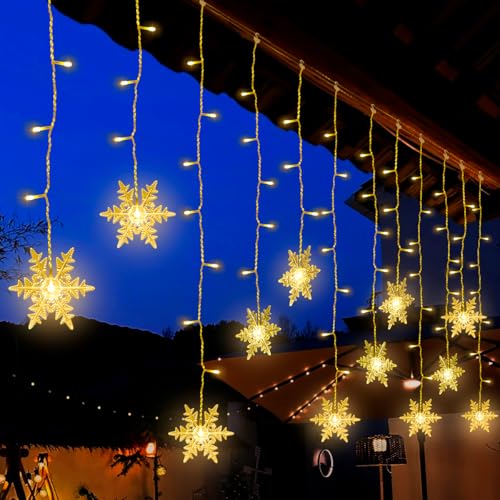 BellaGesundheit Schneeflocke LED Lichtvorhang, 3.6 m Feen Lichter mit 94 Warm White LEDs, 8 Flicker Modes, Wasserdichte Innen/Außen Weihnachtsdekoration für Fenster, Balkon, Party BellaGesundheit Schneeflocke LED Lichtvorhang, 3.6 m Feen Lichter mit 94 Warm White LEDs, 8 Flicker Modes, Wasserdichte Innen/Außen Weihnachtsdekoration für Fenster, Balkon, Party von BellaGesundheit