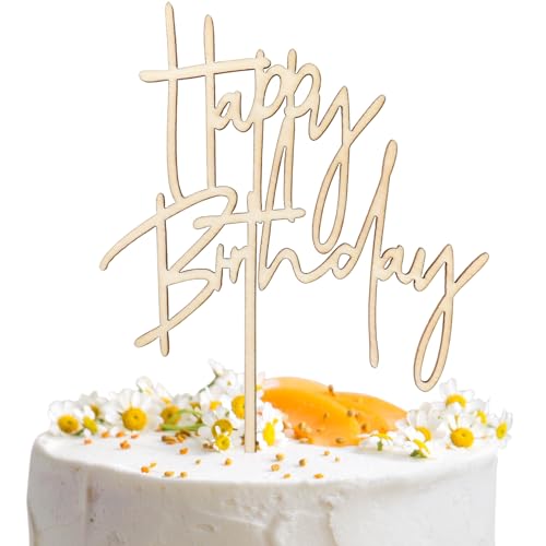 Happy Birthday Cake Topper Holz - Tortenstecker Geburtstag - Kuchendeko für Mädchen Jungen Erwachsene - Kuchen Deko zum Geburtstag Happy Birthday Cake Topper Holz - Tortenstecker Geburtstag - Kuchendeko für Mädchen Jungen Erwachsene - Kuchen Deko zum Geburtstag von BellaGesundheit