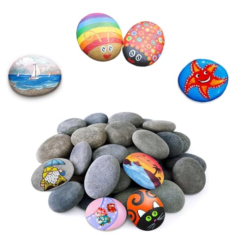 20 Stück Kieselsteine zum Bemalen Flach, Flache Steine zum Bemalen, 3–5cm, Kies Dekosteine Naturstein, Strand Kiesel, DIY Malerei Handwerk Steine, Bunte Malerei & Dekoration von Bellabon