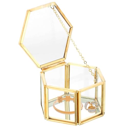 Bellabon Vintage Schmuckschatulle aus Glas, Geometrische Ringschatulle,Sechseckig, Goldfarben, Geometrisches Schmuckschatulle aus Glas Box für Ringe Ohrringe Aufbewahrung Blume 3.15 * 2.75 * 1.77inch Bellabon Vintage Schmuckschatulle aus Glas, Geometrische Ringschatulle,Sechseckig, Goldfarben, Geometrisches Schmuckschatulle aus Glas Box für Ringe Ohrringe Aufbewahrung Blume 3.15 * 2.75 * 1.77inch von Bellabon