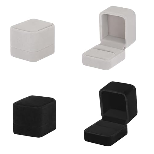 Ringbox 2 Stück, Ringschatulle Verlobung, Schmuckschatulle Samt für Ringe, Ohrringe, Kleine Größe,Samt Schmuckkästchen für Paare, Heiratsantrag Ringbox 2 Stück, Ringschatulle Verlobung, Schmuckschatulle Samt für Ringe, Ohrringe, Kleine Größe,Samt Schmuckkästchen für Paare, Heiratsantrag von Bellabon