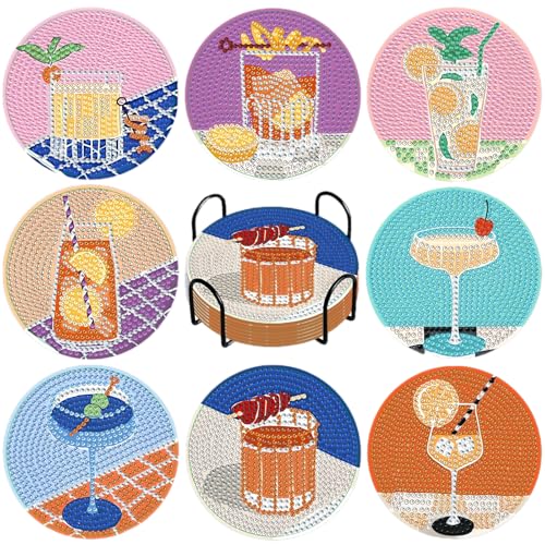 Bellatoi 8 Stück Diamond Painting Untersetzer mit Halter, Cocktail 5D Diamant Painting Untersetzer für Tassen, Weingläser, Heimküche und Geschenke für Feiertagspartys Bellatoi 8 Stück Diamond Painting Untersetzer mit Halter, Cocktail 5D Diamant Painting Untersetzer für Tassen, Weingläser, Heimküche und Geschenke für Feiertagspartys von Bellatoi