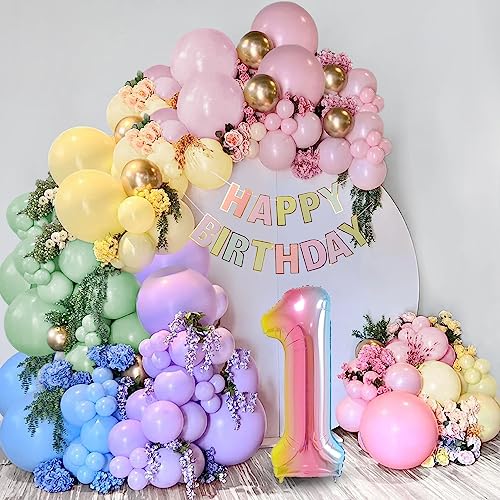 1. Geburtstag Deko Regenbogen Ballons, 1 Jahr Geburtstagsfeier Junge Mädchen, 1st Happy Birthday Banner, 1. Geburtstag Rainbow Luftballons,Décoration 1 1. Geburtstag Deko Regenbogen Ballons, 1 Jahr Geburtstagsfeier Junge Mädchen, 1st Happy Birthday Banner, 1. Geburtstag Rainbow Luftballons,Décoration 1 von Bellatoi
